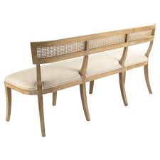 Solid oak benches in the baltic premium design match very well with our tallinn oak dining tables and offer a great alternative for families with children and are our. Bavette French Country Cream Linen Limed Oak Cane Back Dining Bench Long Above 55 W Kathy Kuo Home