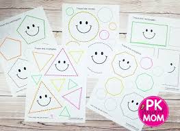 Easy shapes worksheet for kids. Shape Tracing Worksheets Preschool Mom