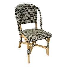 Vintage Leather Woven Bistro Chair Navy White In 2020 Outdoor Patio Furniture Sets Patio Furnishings Wood Patio Furniture