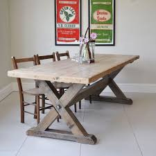 Reclaimed Timber Trestle Dining Table Handmade In Uk To Order From Reclaimed Beams From Architectural Trestle Dining Tables Country Dining Tables Dining Table