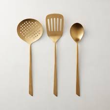 Black And Gold Kitchen Utensils Brushed Gold Cooking Utensils Cb2 In 2020 Gold Kitchen Utensils Gold Kitchen Cooking Utensils Set