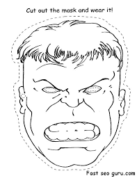 Generic super hero cardboard cutout. Printable Superheroes Hulk Face Cut Out Coloring Pages