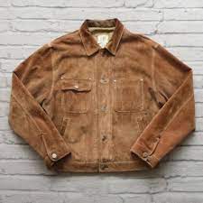 Vintage Gap Leather Trucker Jacket Size L Brown Suede Type 2 Y2k Ebay Trucker Jacket Jackets Brown Suede