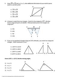 Utilize facts about congruency and similarity of geometric figures to solve problems 4. Geometry Test Congruent Triangles By My Math Universe Tpt