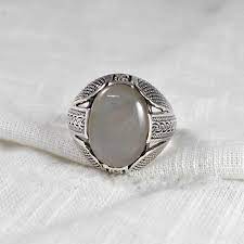 The size of the gemstone is 14x12mm. Amazon Com Grey Moonstone Men 925 Sterling Silver Metaphysical Stone Ring Gray Signet Ring Arabic Mens Ring Brother S Gift Organic Gemstone Handmade Products