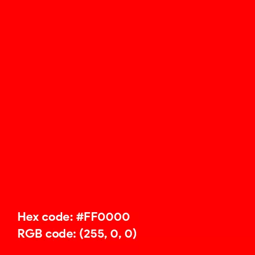 Full Red color hex code is #FF0000