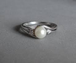 Black And White Pearl Rings Silver Vintage Pearl Ring Sterling Silver Genuine White Pearl June Birthstone Size 7 5 Engagement Friendship Rin Pearl Rings Vintage Silver Pearl Ring Vintage Jewelry