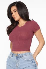 Quinn Ribbed Crop Top Wine In 2020 Ribbed Crop Top Crop Tops Multi Print Skirt