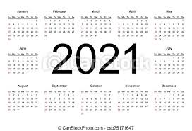 Calendrier 2021 à imprimer : Calendrier Style Simple 2021 Annee Sunday Blanc Calendrier Semaine Annee Style Debuts Arriere Plan Simple Canstock