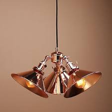 Ceiling pendants come in single drop hanging pendant lights, triple versions and the dramatic pendant clusters. Vintage Industrial Three Headed Copper Shade Hanging Pendant Light Ceiling Lamp In Home Furniture Hanging Pendant Lights Copper Light Fixture Copper Lighting
