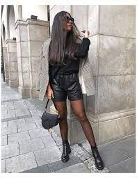 Romina Lucia On Instagram Could Wear Blazer Everyday Leather Shorts With Tights Leathershorts In 2021 Fasion Outfits Black Casual Outfits Casual Winter Outfits