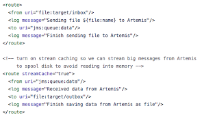 Share me link were i can find the components of camel or tell a idea to where are the description for route,from,to,log and all. Working With Large Messages Using Apache Camel And Activemq Artemis Improved In Upcoming Camel 2 21 Release Java Code Geeks 2021