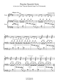 Here you will find my free notes for violin with popular public domain melodies and my own compositions. Violin Sheet Music Popular Spanish Suite No 6 Jota De Falla