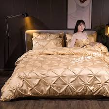 Elements like lace overlays, scrollwork and more offer texture; Joyfeel U 8 Color Bedding Silk Like Satin Pintuck Duvet Cover Set Pinch Pleated Ruffle Microfiber Gold Bedding Sets Double Queen King Size Wish
