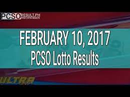 Pcso Lotto Results February 10 2017 6 58 6 45 4d Swertres Ez2 More Info On Https 1 W W Com Lottery Pcso Lotto Results February 10 2017 658 645 4d