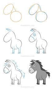 How To Draw A Donkey Comment Dessiner Un Ane Art Drawings For Kids Easy Drawings Drawing For Beginners