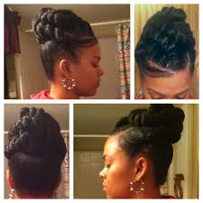 Great for rich, solid colored hair, this classic updo with a modern touch shows what perfection really looks like. Jumbo Twist Updo Hair Styles Natural Hair Styles Natural Hair Twist Out