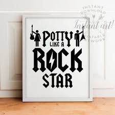 Black And White Rockstar Prints Potty Like A Rockstar Printable Artfunny Bathroom Etsy Funny Wall Art Kids Bathroom Art Bathroom Art