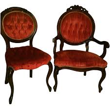 Vintage 1920s Red Velvet Victorian Chairs A Pair Victorian Chair Victorian Parlor Chair