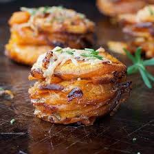 Rosemary Sweet Potato Stackers Every Little Slice Of Potato Is Cooked To Perfection In A Muffin Pan Sweet Potato Stackers Recipes Food