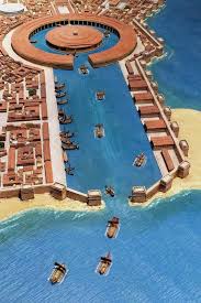 The Port Of Carthage Masterpiece Of Naval And Land Force Coordination Only Warships Enter The Circular Dry Fantasy City Historical Architecture Fantasy Castle