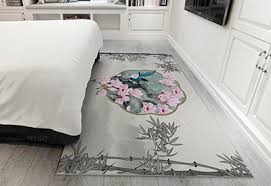 Des tapis de chambre dans des tonalités unies de rose, bleu, beige ou vert. Tapis Chinois Descente De Lit Laine Douce Magnolia Et Oiseau Atelier Wybo