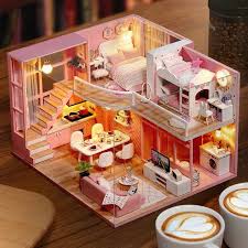 Diy Doll House Wooden Doll Houses Miniature Dollhouse Furniture Kit Toys For Children Christmas Gift In 2020 Dollhouse Furniture Kits Diy Dollhouse Miniature Dollhouse Furniture