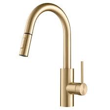 Single handle high arc brushed. Kraus Oletto Single Handle Pull Down Kitchen Faucet In Brushed Brass Finish Walmart Com In 2021 Kitchen Faucet Sink Faucets Kitchen Sink Faucets
