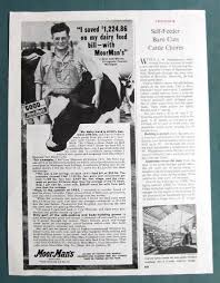 Original 1953 MoorMans Feed Ad Photo Endorse by Lyle Glover of Livingston  Cty MI