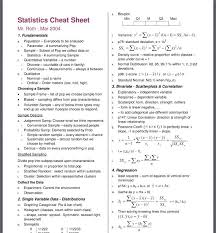 Statistics Cheat Sheet Roth College Math Statistics Math