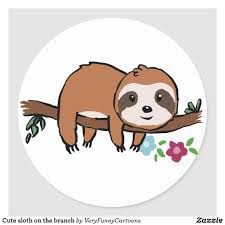 Kom je er niet uit of heb je een vraag, mail gerust! Cute Sloth On The Branch Classic Round Sticker Zazzle Com In 2021 Cute Baby Animals Cute Animals Pets Drawing