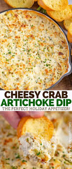 Crab Artichoke Dip Is Creamy And Cheesy With Artichoke Hearts Parmesan Cheese And Big Pieces Of C Crab And Artichoke Dip Meat Appetizers Artichoke Dip Recipe