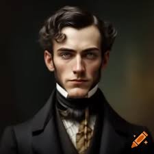 Comic book style character of a Victorian-era butler with a mustache