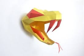 Diy Snake Head Trophy 3d Papercraft Origami Snake Free Svg Files Monogram Svg Free Files