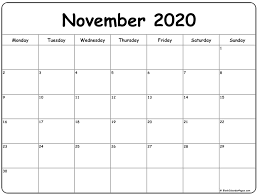 Maybe you would like to learn more about one of these? November 2020 Monday Calendar Monday To Sunday Calendar Template Calendar Printables Weekly Calendar Template