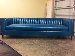 Sofa bed mattress type (1) pocket sprung. Lamber Mid Century Sofa In Navy Blue Leather Of Iron Oak
