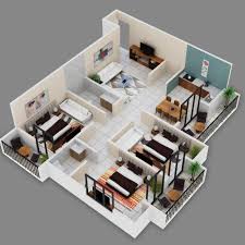 3d Floor Plan Design Of 3bhk Flat In 2020 Modern Small House Design Floor Plan Design Website Design Company