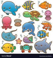 Here is the best collection of how to draw step by step tutorials with pictures focused on drawing sea animals. Vector Illustration Of Sea Animals Cartoon Collection Download A Free Preview Or High Quality Adobe I Cartoon Sea Animals Sea Creatures Drawing Animal Doodles