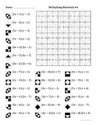 Multiplying Binomials Color Worksheet 4 Color Worksheets Worksheets Kids Math Worksheets