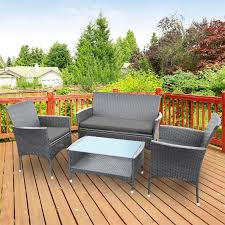 With contemporary, thoughtful designs, bring the inside outside with our weatherproof rattan garden furniture and outdoor living accessories. 4 Seater Grey Rattan Lounge Garden Patio Furniture Set Buy Online At Qd Stores