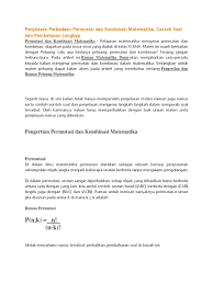 Tolong bantu yang baik hati plis. Penjelasan Perbedaan Permutasi Dan Kombinasi Matematika Pdf