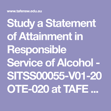 Study A Statement Of Attainment In Responsible Service Of Alcohol Sitss00055 V01 20ote 020 At Tafe Digital Tafe Nsw In 2020 Learning Support No Response Online Study