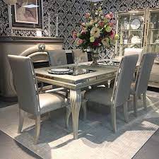 Sparkling Just Like Your Personality Lacks Furniture Diningroom Dining Table Silver Sparkle Glamou Meja Makan Kursi Meja Makan Ruang Keluarga