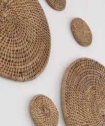 15 cool contemporary designs for wall shelving systems. Dark Circles Set Of 5 Handwoven Dark Brown Wicker Rattan Wall Art Decor