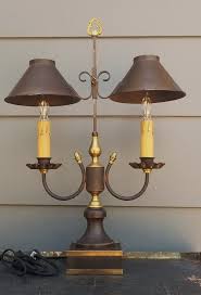 Vintage Bouillotte Table Lamp Candlestick Lamp Double Shade Double Arm Desk Lamp Table Lamp Bedroom Lamp Candlestick Lamps Vintage Lighting Light Fixtures