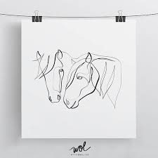 Horses Custom Art Print One Line Drawing Horse Home Decor Etsy In 2021 Horse Wall Art Horse Art Print Custom Art Print