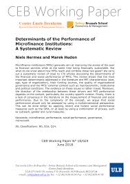 Pdf Determinants Of The Performance Of Microfinance Institutions A Systematic Review