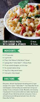 This Four Cheese Pasta With Shrimp And Spinach Is What S For Dinner Tonight Have This Easy Pasta Recipe On Your Famil Recipes Easy Pasta Recipes Knorr Recipes