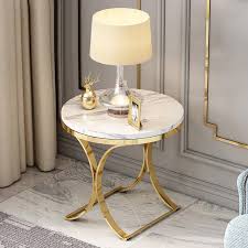 Modern Luxurious Round Black White Faux Marble Side Table X Base End Table In Gold In 2020 Marble Side Tables Table Decor Living Room Living Room Side Table