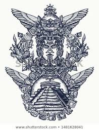 Stock Vector Totem Pyramids Chichen Itza And Kukulkan God Feathered Serpent Ancient Mayan Civilization Quetzalcoatl M Aztec Art Mayan Art Aztec Drawing